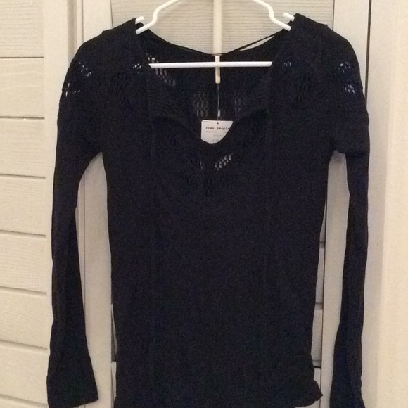 NWT Free People With Love Tee Black Top - Picture 4 of 5